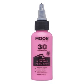 Moon Glow - Glow in the Dark 3D Fabric Paint - 30ml - Pink - Textile paint for clothes, t-shirts, bags, shoes & canvas