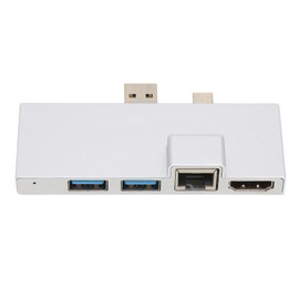 6 in 1 Docking Station For Surface 4K Resolution 5Gbps Speed Hot Swap Storage Card Reader Aluminum Housing USB3.0 Hub for Win XPSilver