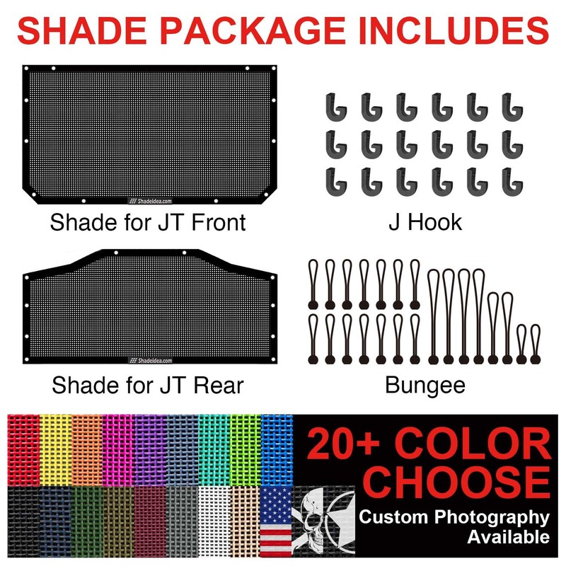 JT Sun Shade Top Roof Compatible with Jeep Gladiator Sunshade