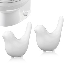 2pcs Toilet Bolt Caps, Bird Shape Ceramic Toilet Bolt Covers Hidden Toilet Screw Cover Caps Decorative Toilet Bolt Caps Animals for Bathroom Toilet Decoration (White)