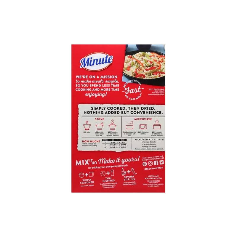Minute White Rice, Instant White Rice for Quick Dinner Meals,