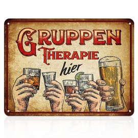 Chstarina Retro Tin Signs Vintage Sign Group Therapy Here, Bar Signs Retro, Metal Signs Retro, Funny Signs Alcohol for Home, Cafe, Bar, Club, Bar, Pub, Wall Decoration, 30 x 20 cm