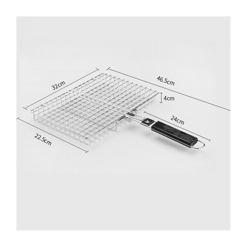 BRAVECOW BBQ Grill Basket Portable Carbon Steel Plating Folding Barbecue