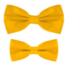 MASADA Father & Son matching set of bowties, pre-tied and smoothly adjustable - Yellow