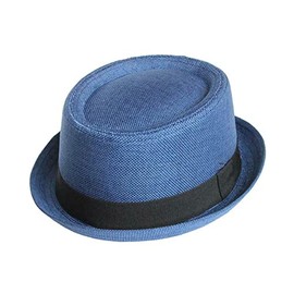 Znor Mens Hats Trilby Hat Pork Pie Hats For Men Classic Textured Pork Pie Hat Outdoor Hat Men's Hats & Caps Mens Summer Hats For Men Beach Hat Trilby Hats For Men -Blue-58 cm