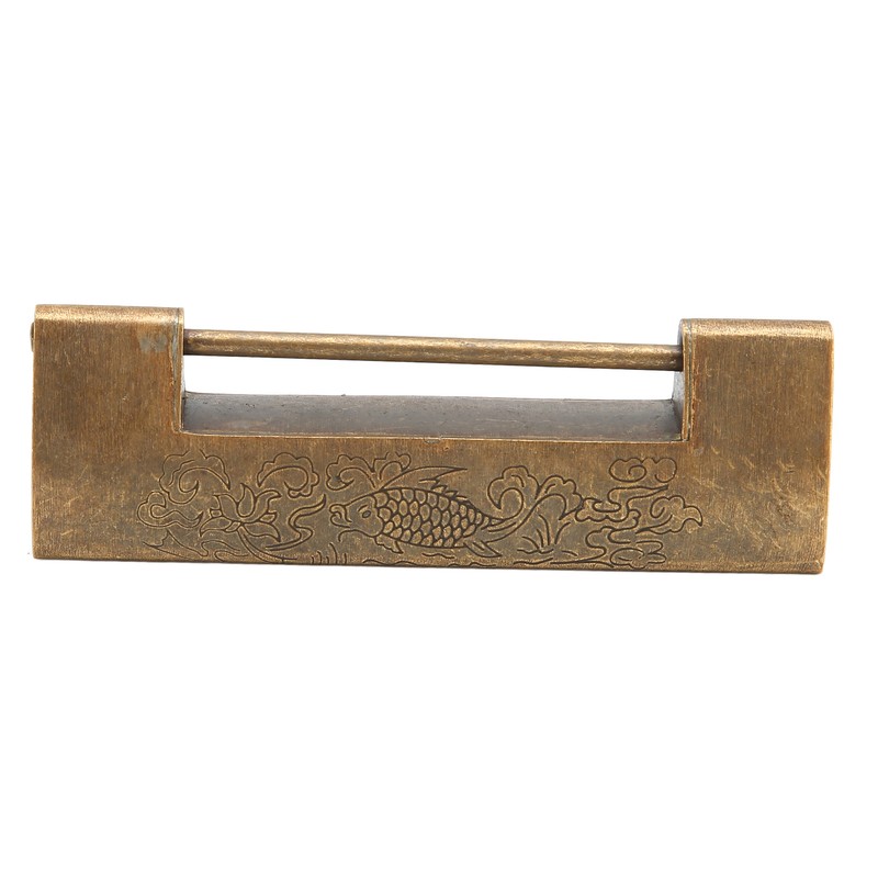 Brass Antique Padlock Spacing 5.9cm Exquisite Rustproof Chinese Old Style