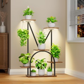 Plant Stand Indoor with Grow Lights, 6 Tiered Plant Shelf Indoor, 39'' Corner Plant Stands for Indoor Plants, Metal Plant Display Shelves Flower Holder, Plant Rack for Living Room, Patio, Black