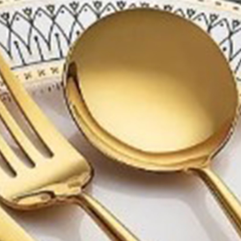 6 Set Gold Cutlery Set Stainless Steel Elegant Steak Knife