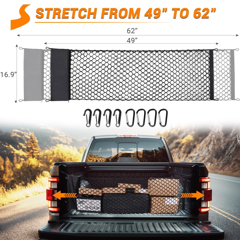 SS VISION Truck Bed Cargo Net, Truck Bed Storage Net