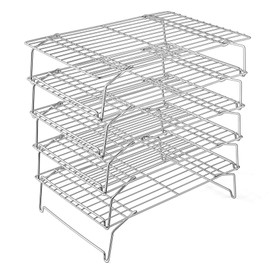 Cooling Rack, P&P CHEF 5-Tier Stainless Steel Stackable Baking Cooking Racks for Cooling Roasting Grilling, Collapsible & Heavy Duty, Oven & Dishwasher Safe - 15’’x10’’