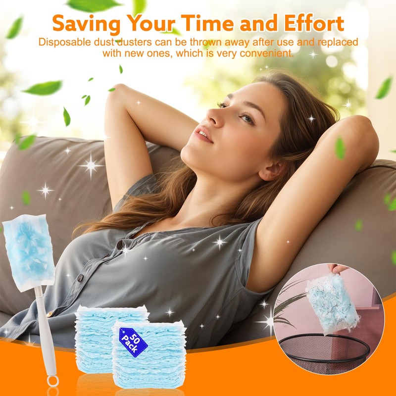 50Pack Duster Refills Compatible with Flash Dusters, 180° Multi-Surface Duster