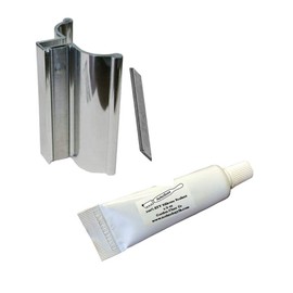 3" Bright Chrome Frameless Shower Door Handle with Metal Strike, Magnet and Clear 100% Pure RTV Silicone Sealant - 0.5 oz. Squeeze Tube for 1/8", 5/32", 3/16" and 1/4" Glass - Set