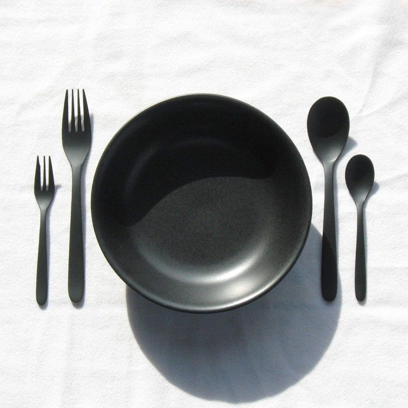 Nagao Festan Dinner Cutlery Set, 4 Pieces, Black, 18-8 Stainless