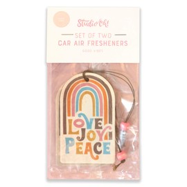 Studio Oh! Mothers Day Gifts Car Air Fresheners - Pack of 2 Scented Hanging Car Odor Eliminator - Unique Design with Decorative Bead - Love Joy Peace
