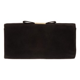 JNB Faux Microsuede Clutch With Bow,Black36