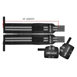 WOD Wear Elastic Wrist Wraps for Powerlifting, Strength Training, Bodybuilding, Cross Training, Olympic Weightlifting, Yoga Support - One Size Fits All (Gray Stripes)