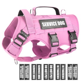 WINSEE Service Dog Vest Harness for Medium Dog, Tactical Working MOLLE Vest with 10 Pet Patches, No Pull Heavy Duty Harness for Training Walking