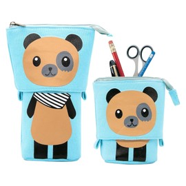 FaJoek Telescopic Pencil Case, Standing Children, Pencil Case, Cat Pencil Case, Unisex Pencil Case, Pencil Case, Zip, 2 in 1, Pencil Case Standing, Pop Up Pencil Case, blue, Telescopic pencil case