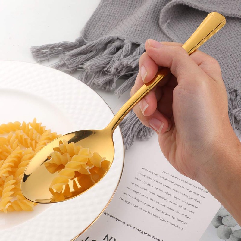 Pack of 12 Dinner Spoons, Buyer Star Gold Stainless Steel