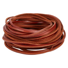 GORGECRAFT 11Yds 3 mm Flat Genuine Leather Cord 2 mm Thick Natural Leather Craft Lace Stripes Full Grain Cowhide Braided Cord Roll for Jewellery Making DIY Braided Bracelets (Saddle Brown)