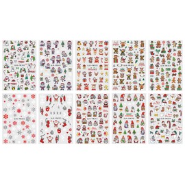 JMEOWIO Nagelsticker Weihnachten Glitzer 10 Blatt Nail Art Sticker Selbstklebend Nagelaufkleber Silberne Schneeflocke Winterurlaub Süß Dekoration Nageldesign Zubehör