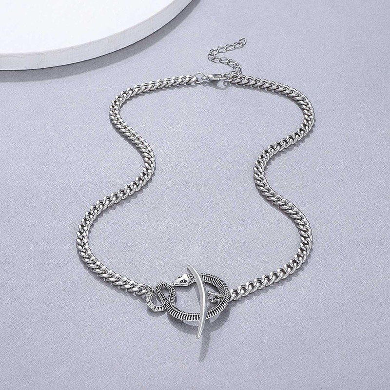 Wendalern Gothic Snake Choker Necklace Silver Serpent Pendant Necklace Snake