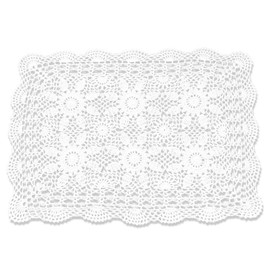White 16x23 Inch Rectangle HANDMADE Cotton Crochet Lace Placemat Doilies