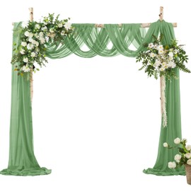 VACVELT Wedding Arch Draping Fabric Sage Green Chiffon, 1 Panel Sheer Drapes 30 Inch x 20ft Chiffon Backdrop Curtain Decor, Outdoor Sheer Drapery for Ceremony Party Ceiling