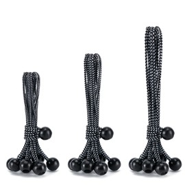 30 Pack Ball Bungee Cord, 4,6,9 Inch Heavy Duty Bungie Cord Balls Canopy Tarp Tie Down Bungee Balls for Camping, Tents, Cargo,Holding Wire and Hoses, Patio Umbrellas, Awning (Black/White)