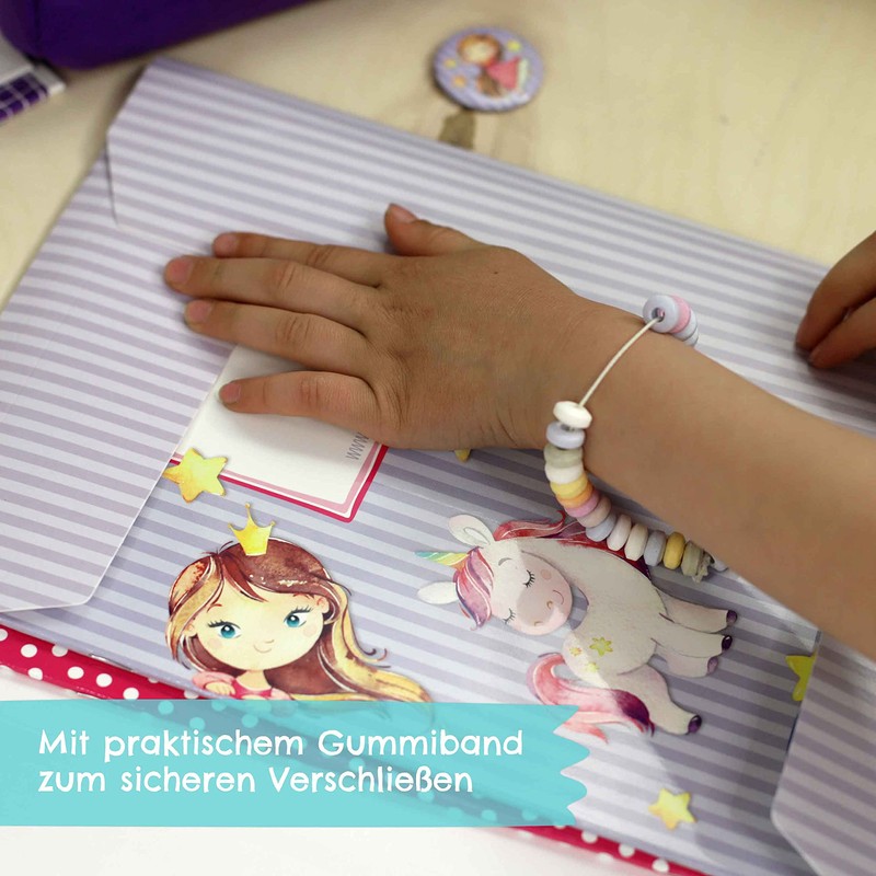 Papierdrachen 2 high-quality school folders for children, DIN A4, unicorn