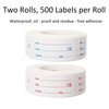 2 Rolls 1000 Labels Removable Food Labels, Waterproof Self-Adhesive Freezer