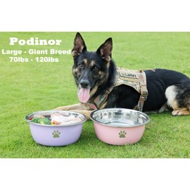 Podinor Large Dog Water Bowl 2 Pack, 170oz Stainless Steel Extra Large Dog Food Bowl for Big Giant Dogs