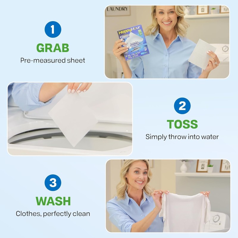 HAPPY HOUR Laundry Detergent Sheets Fresh Scent – 70 Loads,