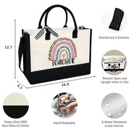 LIYACHAO Teacher Appreciation Gifts for Women,Teacher Gifts for Women, Gifts for Teachers Women,Teacher Birthday Gifts for Women,Canvas Zipper Tote Bag for Teachers