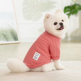 Winmany Small Medium Dogs Sweater Cat Winter Turtleneck Clothes Chihuahua Yorkie Puppy Solid Color Outfit (Pink, L)