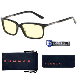 GUNNAR - Blue Light Reading Glasses - Blocks 65% Blue Light - Haus, Onyx, Amber Tint, Pwr +2.0