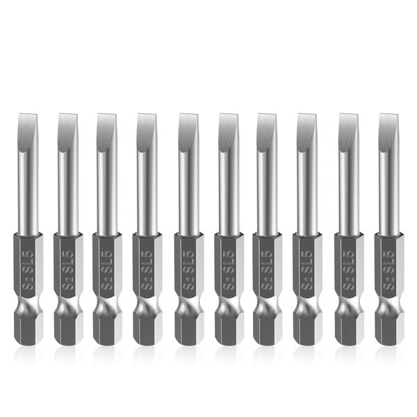 Focmkeas 10pcs SL5 Slotted Screwdriver Bit,Magnetic Flat Head Screwdriver Bits,Flat