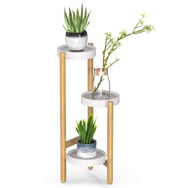 Bamboo Plant Stands Indoor, 3 Tier Tall Corner Plant Stand Holder & Plant Display Rack for Garden Outdoor (1-3 Tier)