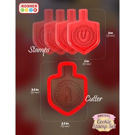 Hanukkah Cookie Cutters and Stamp Set - Plastic Chanukah Cookie Cutters and Stamping Kit - 6 Piece Set - The Kosher Cook
