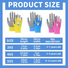 Embhlitfe 3 Pcs Kids Gardening Gloves for Age 5-9,Childrens Gardening Gloves Toddler Garden Gloves Childrens Work Gloves,Comfortable Kids Work Gloves Kids Safety Work Glovess for Boys Girls (s(5-9))