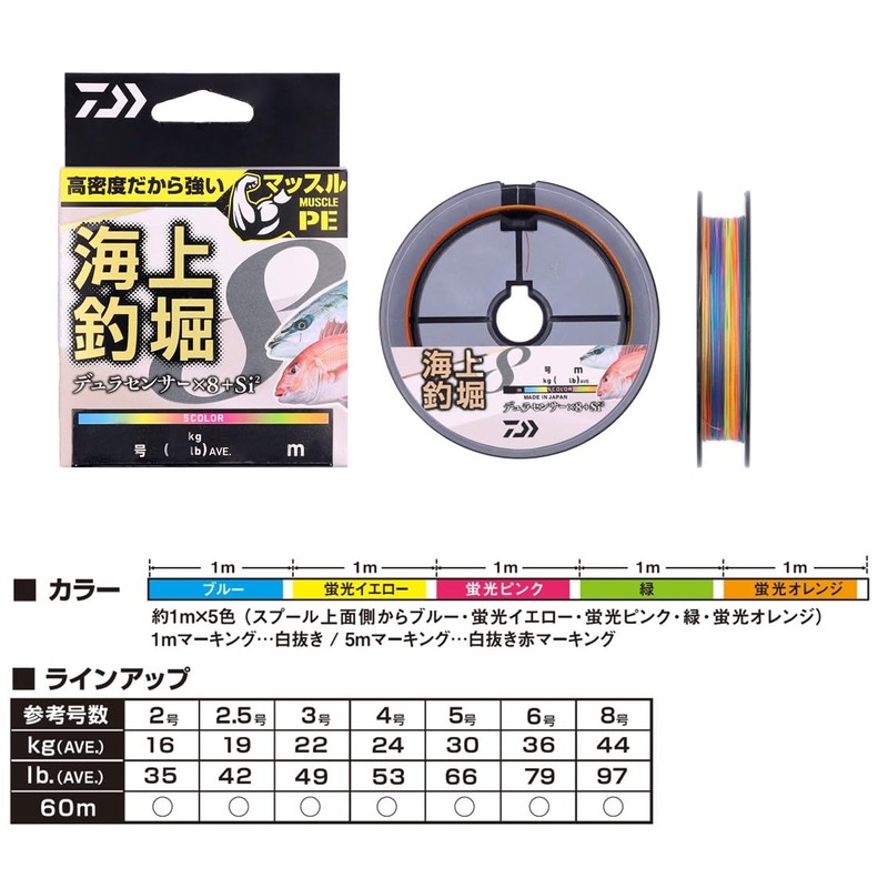 Daiwa 2.5-60 PE Line, UVF Marine Fishing Pond, Dura Sensor