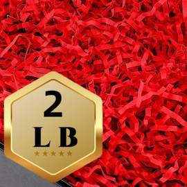 PLINJOY 2 LB Crinkle Cut Paper Shred Filler for Gift Basket Shredded Confetti Paper Box Stuffing Easter Basket Grass (Red)