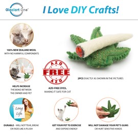Glaciart One Catnip Joint & Leaf Cat Toy Set | Cat Crack for Funny Cats, Stimulating Cat Toys for Boredom, Exercise & Play | Filled w/Organic Catnip to Excite/Calm Kitty | Organic Idea