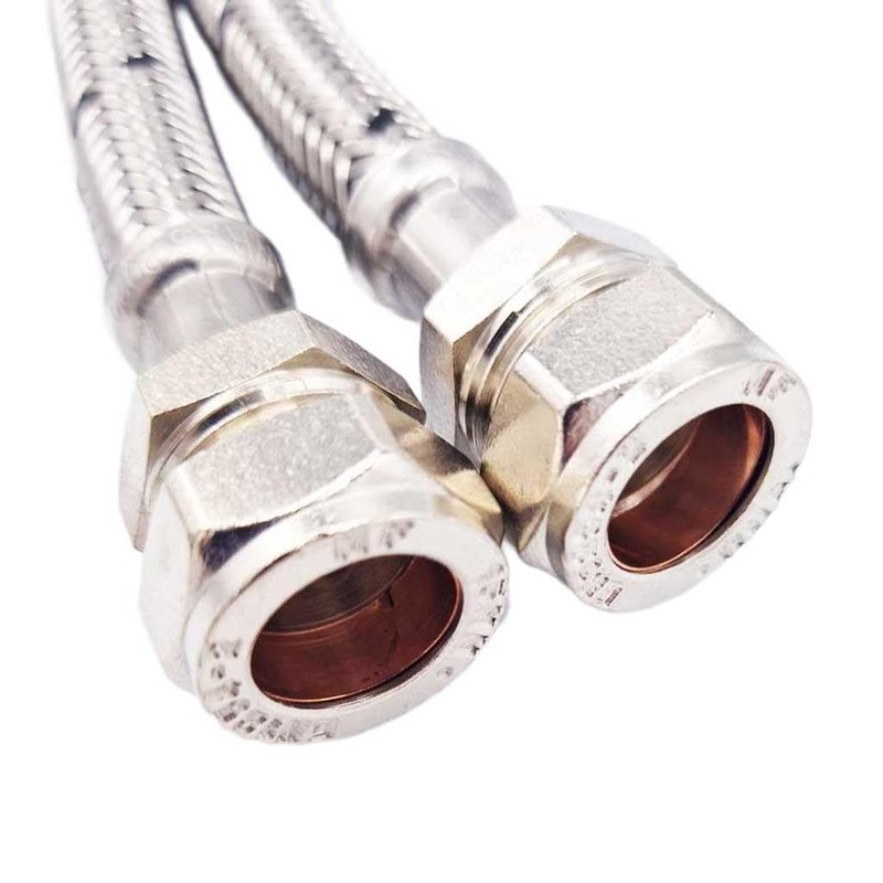 Pair of Flexible Flexible Hose Pipes Connectors Tails 15mm x