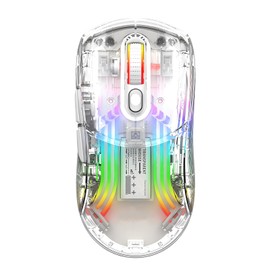 Lancoon Kabellose Gaming Maus Transparente Mechanische Maus mit 2.4G Optischem Sensor 5 Einstellbare DPI Ergonomisches Design Stummschalttaste für Computer Arbeiten Gaming (Weiß)