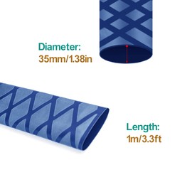 Heat Shrink Wrap Tubing Sleeve X-Tube for Fishing Rods Grip Handle Cork with Non Slip and Insulation 3.3ft Length (Diameter 35mm, Blue)