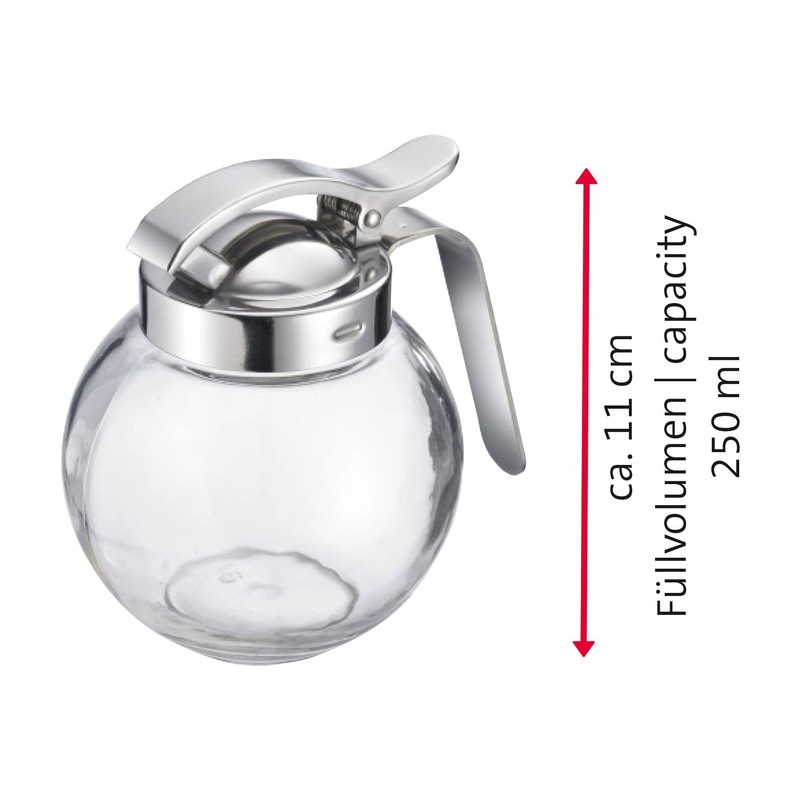 Westmark Sahnegießer/Honigspender, Fassungsvermögen: 250 ml, Glas/Rostfreier Edelstahl, Roma, Transparent/Silber, 65402260