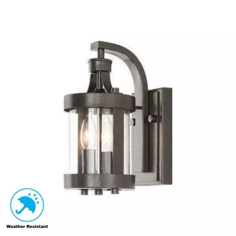 Home Decorators Caged 2-Light (1 Fixture) Aged Iron Outdoor Wall