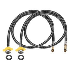 uxcell 2Pcs 47" Faucet Supply Lines Connector Stainless Steel Braided Long Faucet Connector G1/2 Female Compression Thread x M10 Male Connector for Kitchen Sink Bathroom (Black)