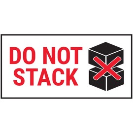 V Safety Do Not Stack Boxes Red Sticker - 51x25mm (Roll of 250)